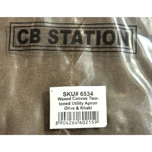 New CB Station Waxed Canvas Two Toned Utility Apron Olive and Khaki - Picture 4 of 4